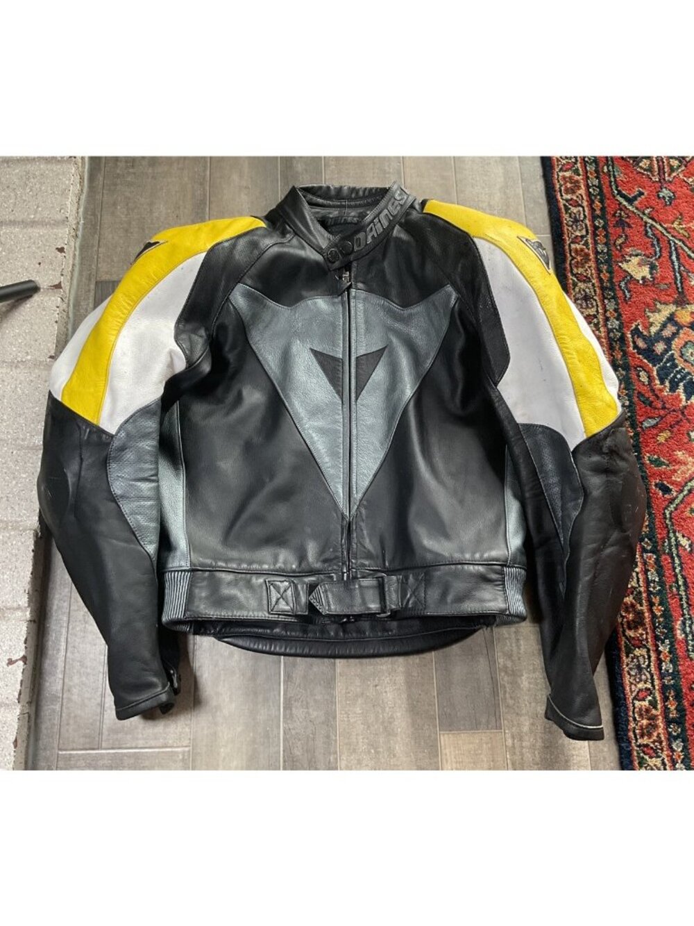 Dainese Vintage Yellow Black Motorcycle Jacket Rare Colorway Leather Italy 50